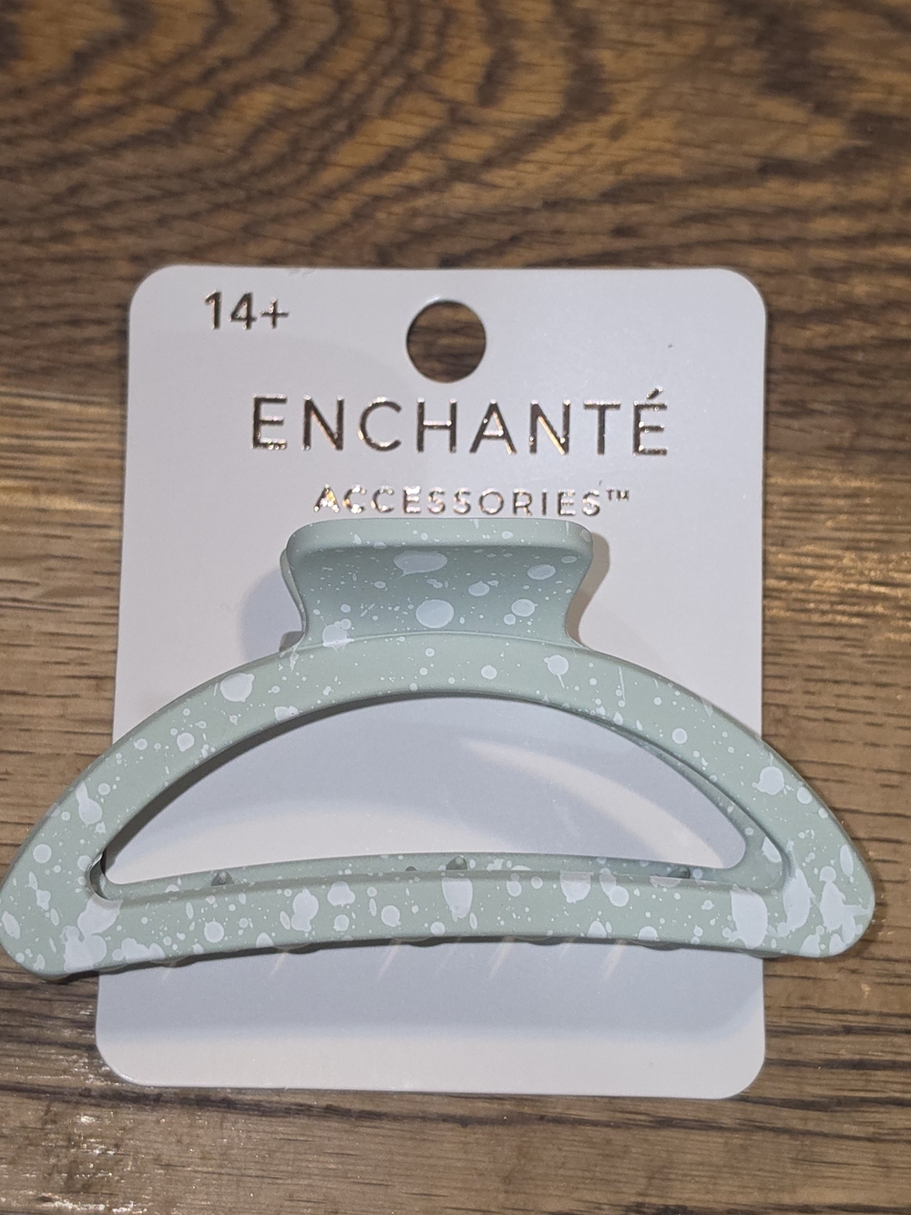 Enchante Mint Green With White Splatter Hair Claw Clip BNIB